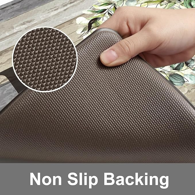KIMODE Anti Fatigue Kitchen Mats, Farmhouse Kitchen Rugs Sets of 2, Non Slip Kitchen Mats for Floor, Cushioned Kitchen Floor Mats for Sink, Laundry, Office, Desk Grey 17"x59"+17"x29"