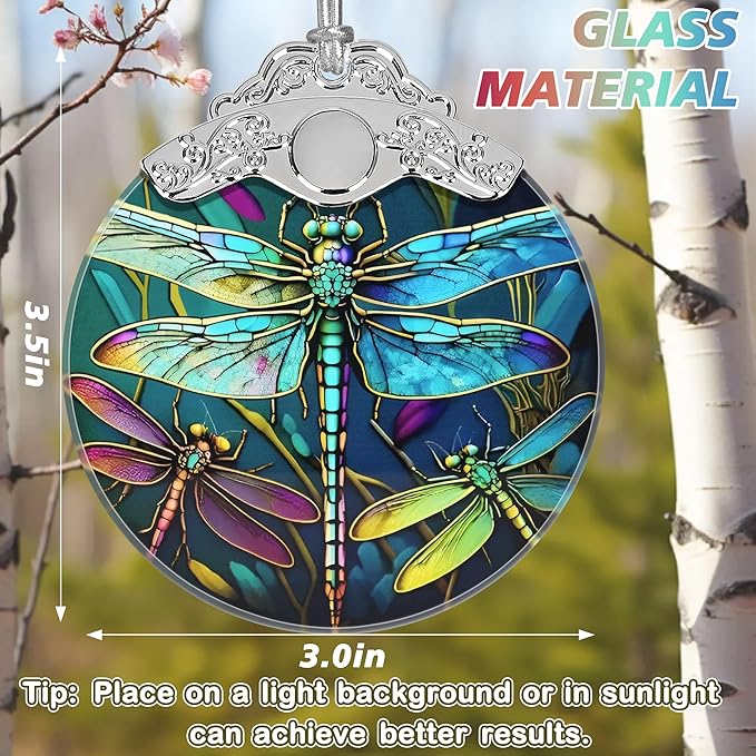 Stained Glass Dragonfly Christmas Ornament - Holiday Home Decor - Tree Decoration - Gift Exchange Idea