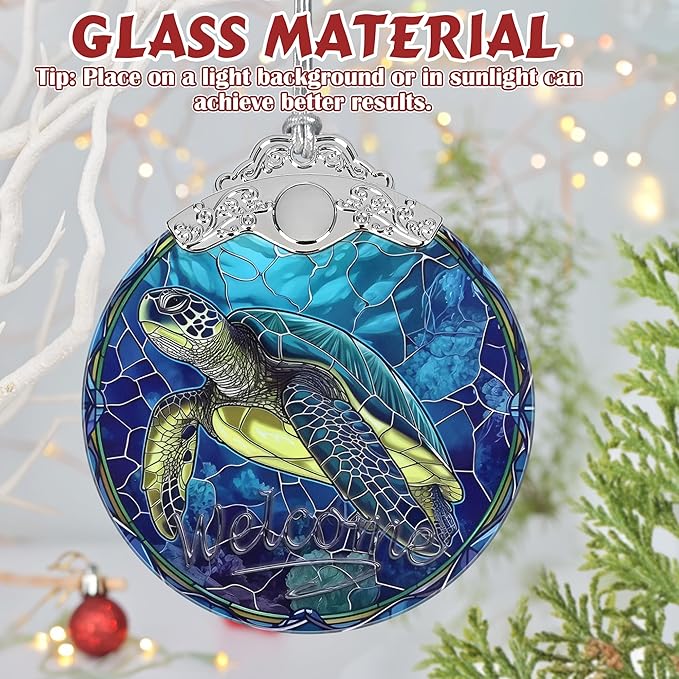 3" Stained Glass Sea Turtle Ornament, Christmas Ornament, Christmas Ornaments for Tree, Heirloom Keepsake, Gift Exchange, Gift Idea, Bauble Present