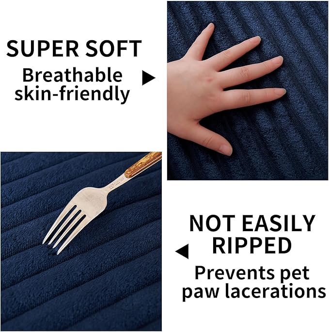 HAOMAIJIA Waterproof Couch Cover for Dogs Washable,Faux Fur Pet Couch Covers for Sofa,Soft Dog Bed Cover Non-Slip Couch Covers for 3 Cushion Couch Sofa Pet Friendly (Navy Blue, 35" x 62" 1 Pack)