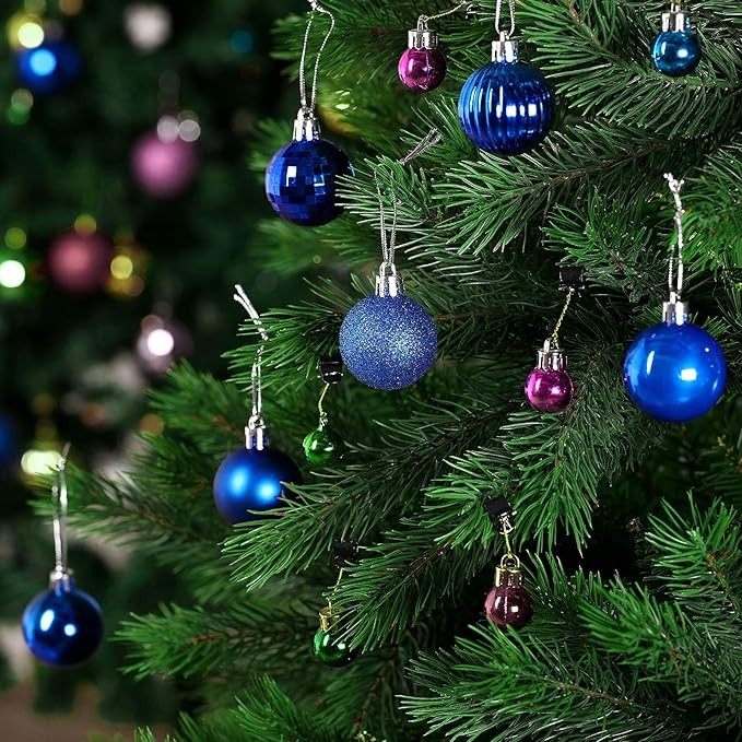 36 Pieces Christmas Ball Ornaments Shatterproof Christmas Decorations Tree Balls for Tree Ornaments Holiday Wedding Party Decoration Hooks 1.57 Inch (Royal Blue)
