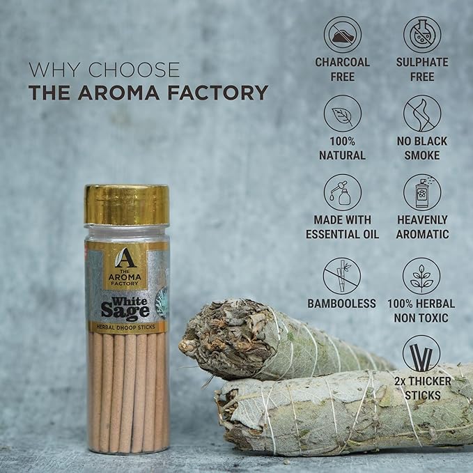 The Aroma Factory Dhoop batti .No Bamboo Herbal Dhoop Sticks with Incense Holder, 5 Bottle x 75g,with Jute Bag (Aromatherapy)