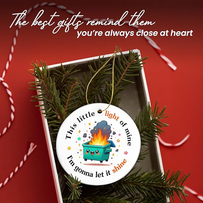 Christmas Funny Work Gifts for Coworkers - Ceramic Dumpster Fire Christmas Ornaments 2025 - Appreciation Gift for Work Bestie Friend, Stocking Stuffers, Gag Gift, White Elephant Gifts Women Men