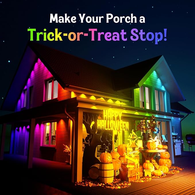 HUTAKUZE Permanent Outdoor Lights, 200FT with 120 RGB LEDs for Outdoor Decor, IP67 Waterproof, 48 Scene Modes Christmas House Lights,APP & Remote Control, Music Sync
