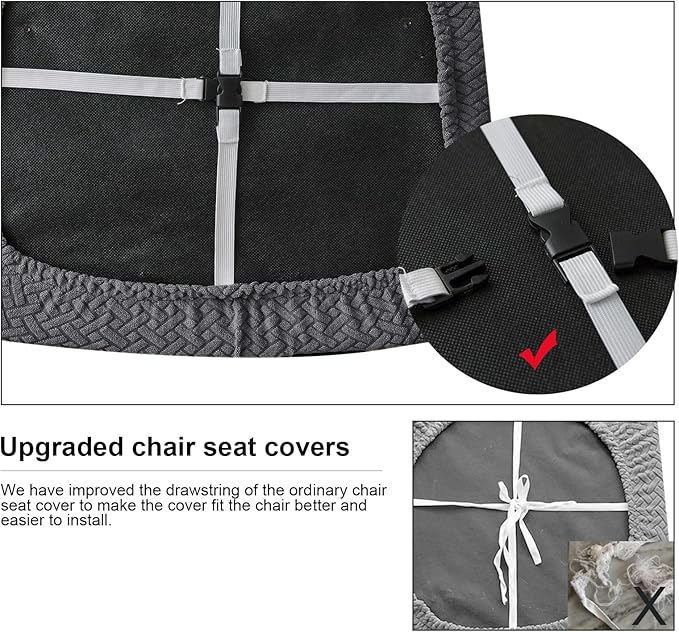 Genina Waterproof Seat Covers for Dining Room Chairs Covers Dining Chair seat Covers Kitchen Chair Covers slipcovers (Dark Gray, 6 Pcs)