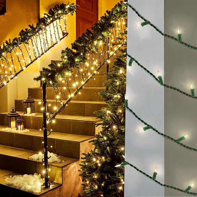 Heyworld Soft Twinkle Lights, 50 LED Warm White, Slow Twinkling, 14.58 Ft Green Wire Cord, UL Approved, Indoor/Outdoor (Pack of 2)