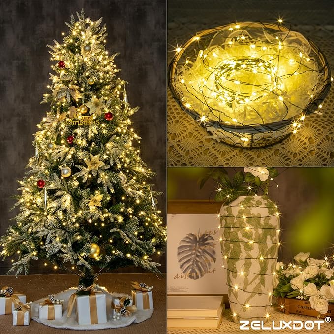 Fairy Lights Plug in,400FT 1200LEDs Waterproof Led String Lights,8 Modes Remote Twinkle Light for Outdoor Indoor Christmas Wedding Birthday Garden Party Decorations,Green Wire,Warm White