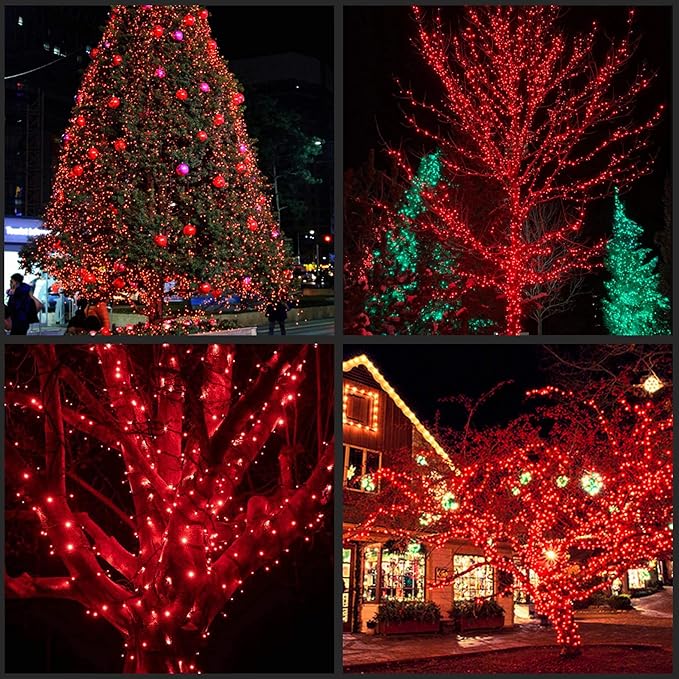 YULETIME Red LED Christmas Lights 200 Count 50 ft, Pack of 2 Strands 25 ft 100 Lights UL Certified String Light Set (Red)