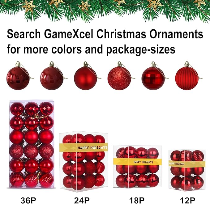 Rose Red 3.2" Large Christmas Balls - Christmas Tree Decoration Ornaments Shatterproof Hanging Balls for Birthday Halloween Holiday Wedding Decorations Set of 18pcs