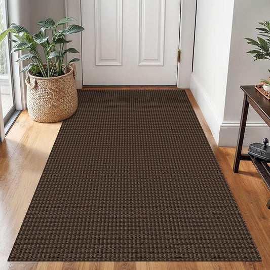 Braided Area Rug 3x5 Ft Washable Rugs for Entryway Non Slip Throw Rugs Boho Door Mat Indoor Entrance Cotton Kitchen Mats Woven Front Door Carpet for Foyer Living Room, Brown