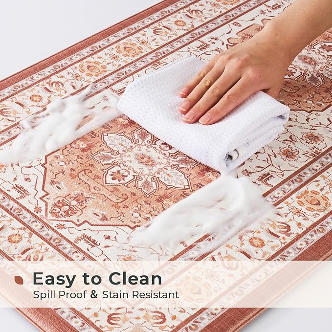FRESHMINT Anti Fatigue Kitchen Mats Set 2 PCS, Waterproof & Non-Skid Medallion Kitchen Rugs, Cushioned Kitchen Floor Mats for Standing Washable Comfort Kitchen Runners for Lanudry, Office, Sink