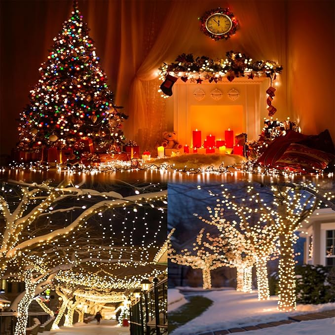 Clear Christmas Lights - 300 Count (3X100) Mini Incandescent Warm White String Lights 79.5ft UL Connectable for Indoor and Outdoor Use for Xmas Trees Festival and Fall Decor