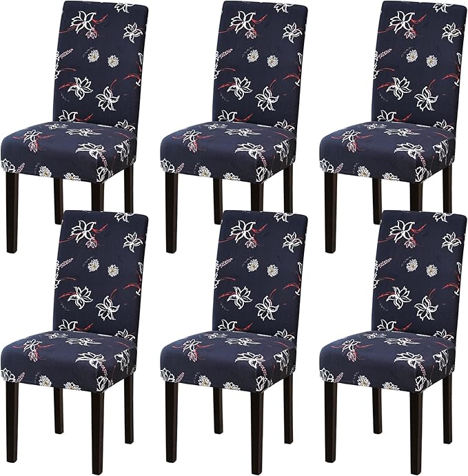 Sufdari Dining Chair Covers,Parsons Chair Slipcover,Spandex Chair Protectors for Dining Room Kitchen Chair Cover, Stretch Chairs Cover Set of 6 -Daisy Floral