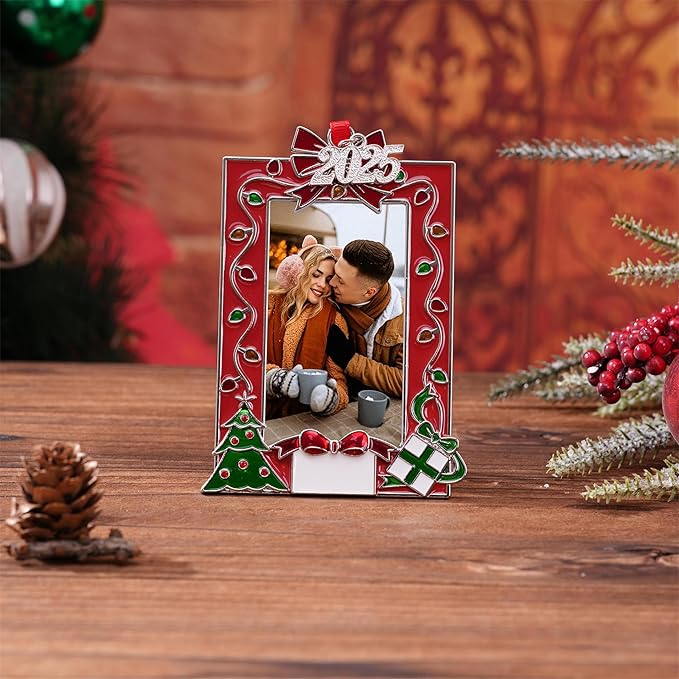 2023 Red Picture Frame Ornament, Mr & Mrs Couples Family Christmas Tree Photo Frame Ornament Decor Romantic Couples Gifts Ideas Table or Xmax Tree Two Ways Using (Red 3)