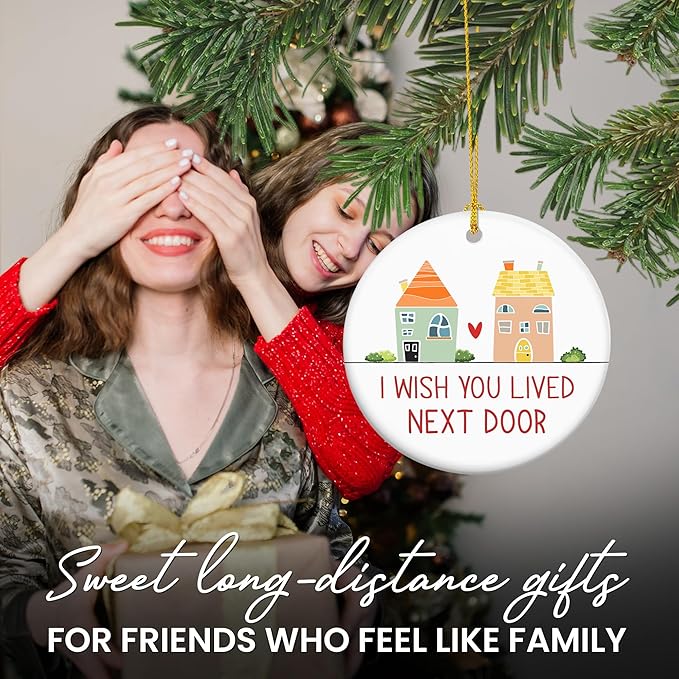 TEEZWONDER Christmas Friend Gifts for Women - Ceramic Christmas Ornaments 2025 - Long Distance Friendship Gifts for Friends Women Sisters, Friend Ornament Gift for Xmas Decorations