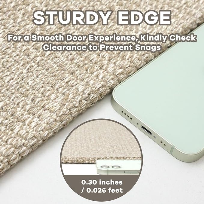 EARTHALL Washable Area Rug 4x6 Ft Non Slip Rugs for Entryway Braided Rubber Backed Bedroom Carpet Cotton Entry Rug Woven Floor Carpets for Bedroom Dining Room Living Room, Send/Beige