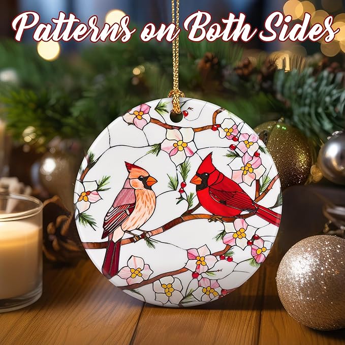Christmas Ornaments, Dodosky 2.8in Ceramic Hanging Ornament, Xmas Decor, Christmas Tree Ornaments, Xmas Decorations for Tree, Holiday Ornament, Cardinal Gifts, Gifts for Mom, Grandma, Bird Lovers