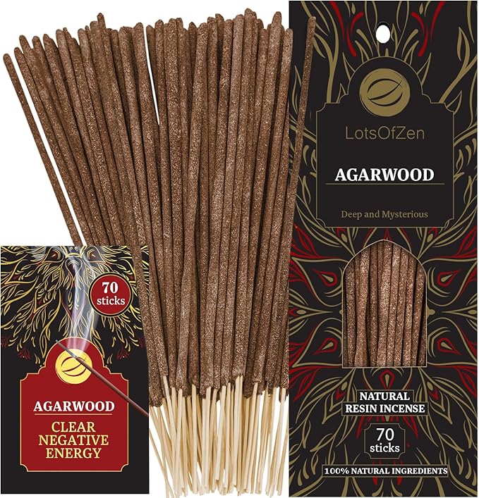 Agarwood Incense Sticks - Natural Oud Wood Incense for Meditation & Relaxation - Slow Burning Oudh Sticks - Arabic Sandalwood Fragrance - Aromatic Bakhoor