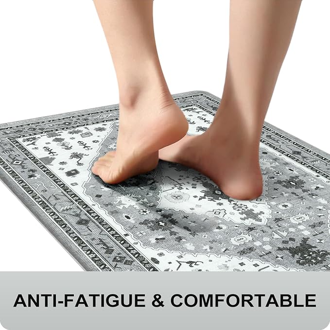 Collive Boho Anti Fatigue Kitchen Mats Sets 2 Piece Non Skid Kitchen Mats for Floor Cushioned Kitchen Rugs and Mats Waterproof Ergonomic Comfort Standing Mat Runner for Kitchen,Home,Office,Laundry