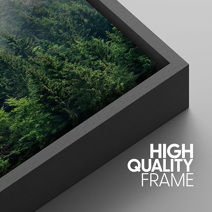 SIGNWIN Framed Canvas Print Wall Art Set Winter Mountain Misty Forest View Nature Wilderness Photography Modern Art Rustic Landscape Relax/Calm for Living Room, Bedroom, Office - 24"x36"x3 Black
