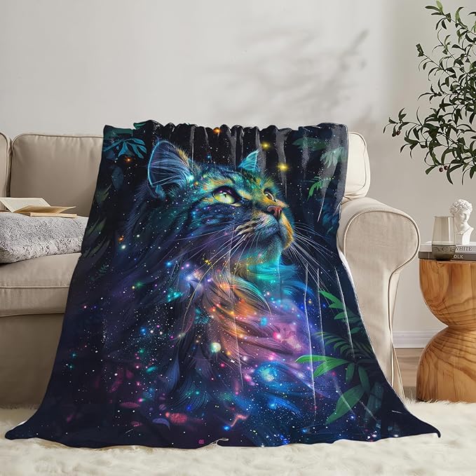 Tijuboni Cat Throw Blanket Cat Gifts for Girls Boys Women Men Kids Adults Soft Flannel Fleece Blanket for Couch Sofa Bed Home Decor 60"x80"