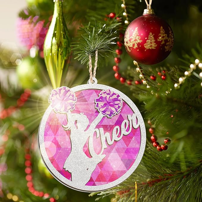 FLAGWIX Cheerleader Christmas Ornament - Suncatcher Christmas Ornaments 2025 - Cheerleader Gifts for Girls, Cheerleading Ornament, Cheerleading Gifts for Teen Girls Daughter Granddaughter Friend