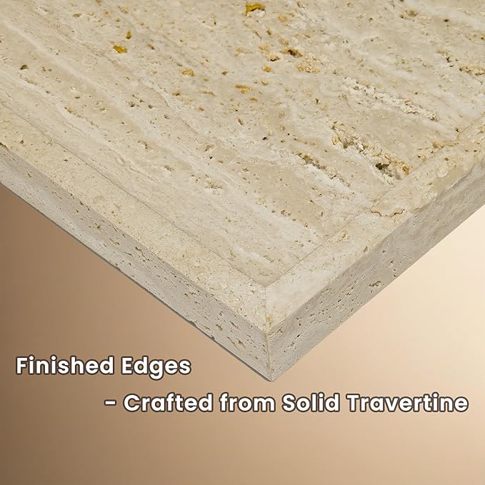 Natural Travertine Bathroom Vanity Tray, 12“x8” Beige Stone Organizer for Dresser, Decorative Tray for Perfume, Jewelry, Keys and Home Decor