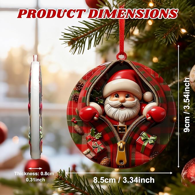 3D Santa Ornaments for Christmas Tree, Christmas Tree Fun Santa Decorations, Resin Funny Holiday Decoration, Christmas Ornaments Hanging Decoration Gift & Xmas Stocking Stuffers for Women, Men