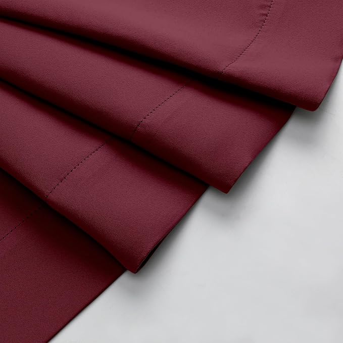 Burgundy Blackout Curtains for Bedroom Living Room 54 Inch Length 2 Panels Set, Soft Solid Thermal Insulated Room Darkening Curtains Drapes, Modern Rod Pocket Design, 2PCS Each 40" Wx54 L