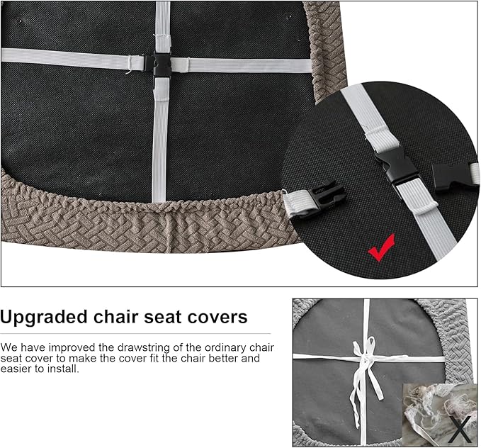 Genina Waterproof Seat Covers for Dining Room Chairs Covers Dining Chair seat Covers Kitchen Chair Covers slipcovers (Taupe, 2 Pcs)