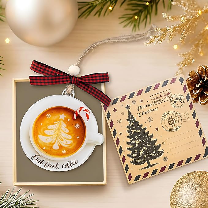 Coffee Ornament - Coffee Lover Christmas Ornament - Latte, Espresso, Barista Ornament - Coffe Gifts for Cappuccino, Latte, Espresso, Milkshake Lovers - Acrylic Christmas Keepsake 2025