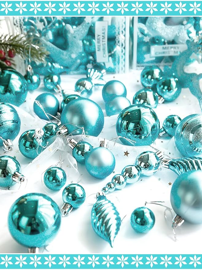 Kalolary Christmas Ball Ornaments 30PCS Xmas Hanging Balls Shatterproof Christmas Decorations Matte Shiny Christmas Tree Balls Assorted Christmas Decor for Wedding Party Festival Supplies (Blue)