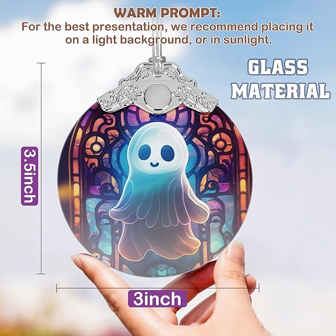 2025 Ornaments for Christmas Tree, Zmoicky Stained Glass Hanging Ornament, Christmas Ornaments Clearance, Gift Exchange Ornament, Bauble Present - The Glowing Ghost