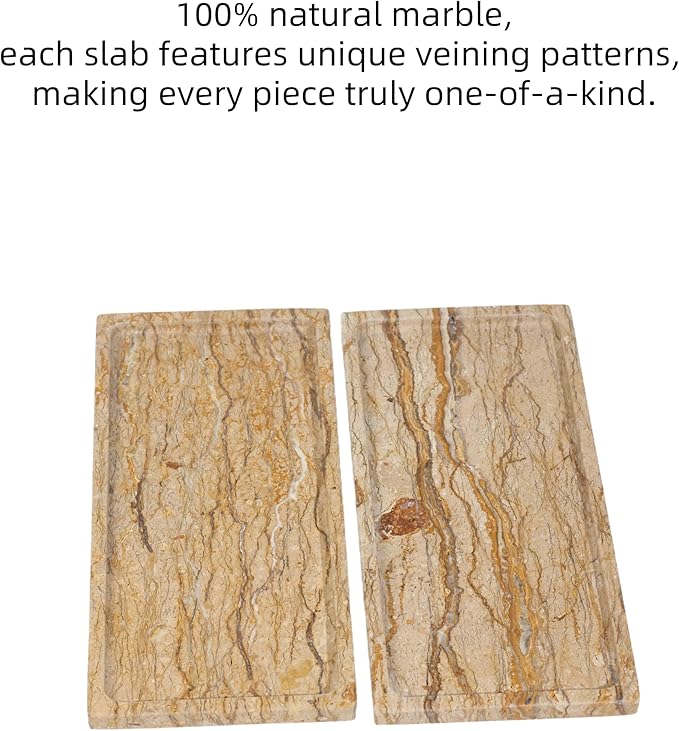 Solid Natural Marble Vanity Tray - 11.8"x5.9" Rectangular Bathroom & Dresser Organizer, Non-Resin Stone Tray for Jewelry/Perfume, Marble Trays for Decor Rectangl