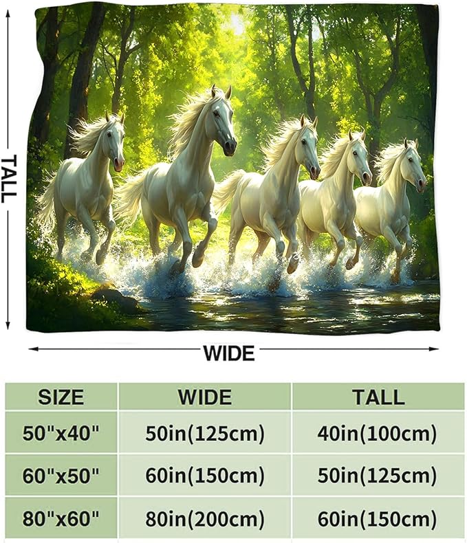 Tijuboni Horses Throw Blanket Horse Gifts for Girls Boys Women Men Kids Adults Soft Flannel Fleece Blanket for Couch Sofa Bed Home Decor 50"x60"