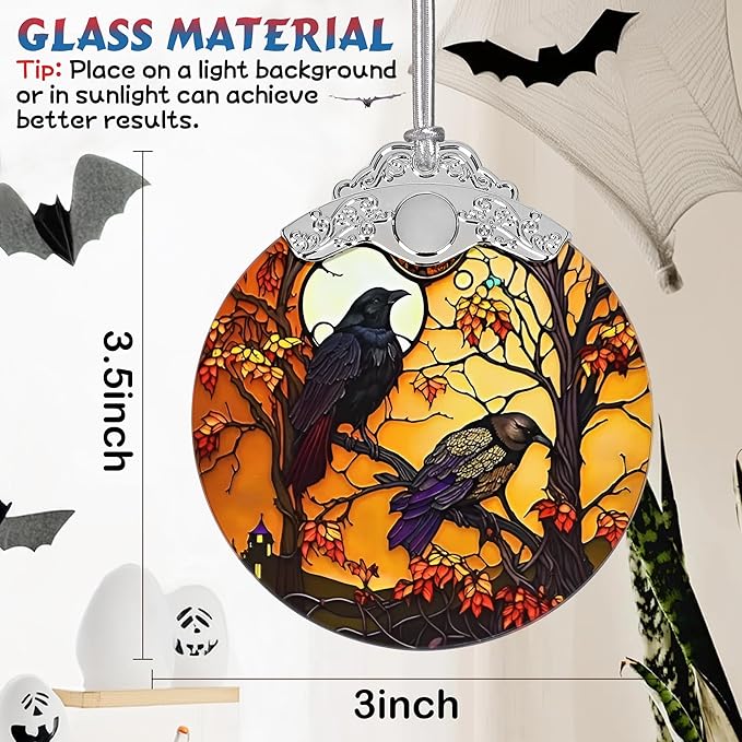 Christmas Ornament, Stained Glass Ornament, Christmas Decorations for Tree, Holiday Ornament, Unique Gift Idea - Mysterious Crow