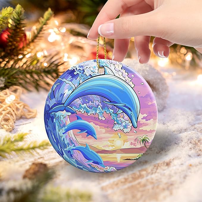 Dolphin Christmas Ornaments 2025 Dolphin Ornament Holidays Ornaments Beach Christmas Tree Ornaments Hanging Accessories Navidad decoracion Keepsake Xmas Gifts for Home Indoor Outdoor Decor