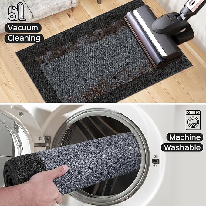 Machine Washable Kitchen Rug 24" x 96", Non Slip Kitchen Mat for Floor, Absorbent Entrance Runner Rug for Bedroom, Hallway, Bathroom, Door (Roll Packing)