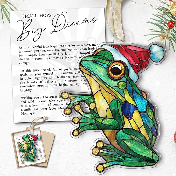 Frog Ornament - Frog Gifts for Lovers, Girls, Women, Men - Cute Animals Ornaments for Christmas Tree, Frogs Ornaments for Xmas Tree - Acrylic Christmas Hanging Ornament 2025