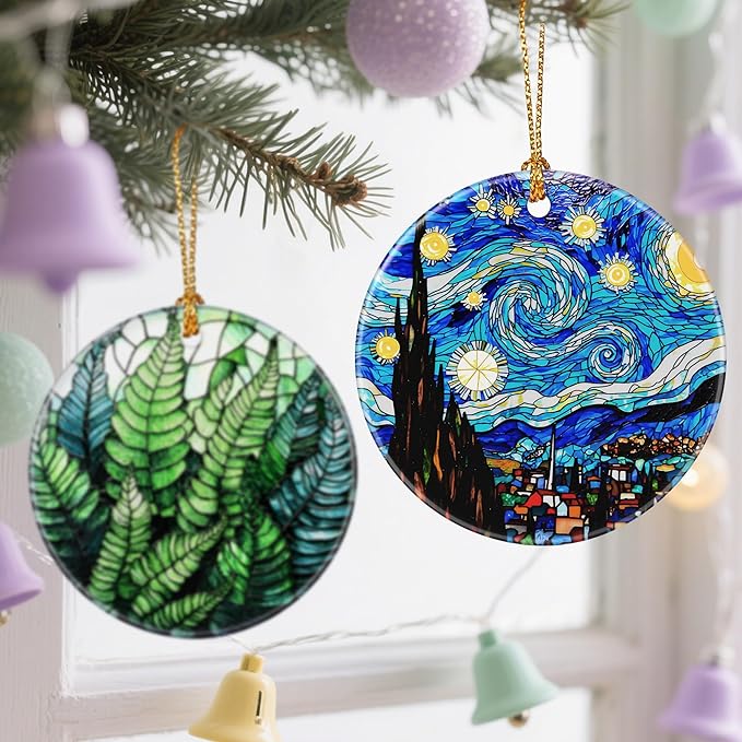 Artistic Starry Night Christmas Ornaments: Christmas Tree Decorations & Holiday Ornaments – Holiday Presents, Gift Ideas for Friends, Coworker, Family, Art Lover, and Van Gogh Fan