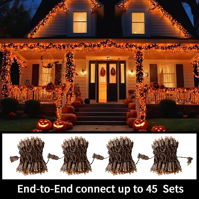 LAMPHOME Orange Halloween Lights- 21.6FT100 LED Christmas Lights, Mini led String Light for Indoor Outdoor Home Holiday Party Wedding Independence Day Decoration