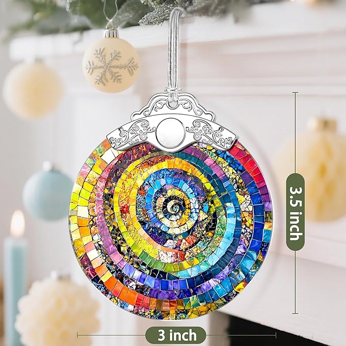 Christmas Ornaments, Christmas Decorations for Tree, Keepsake Ornaments, Holiday Ornament, Holiday & Xmas Gifts, Gifts for Art Lovers & Color Lovers - Rainbow Spiral-Theme