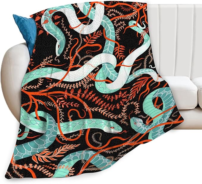 Tijuboni Snake Throw Blanket Snake Gifts for Girls Boys Women Men Kids Adults Soft Flannel Fleece Blanket for Couch Sofa Bed Home Decor 40"x50"