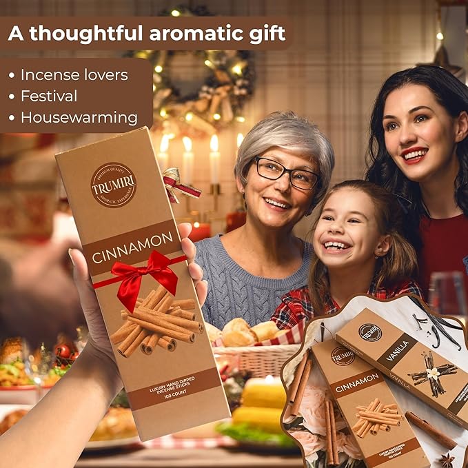 Cinnamon & Vanilla - Combo Pack of Incense Sticks - 100 Insence-Sticks of Each Scent - Total 200 Inscents - Inciensos Aromaticos para La Casa - Made with Natural Non Toxic Ingredients