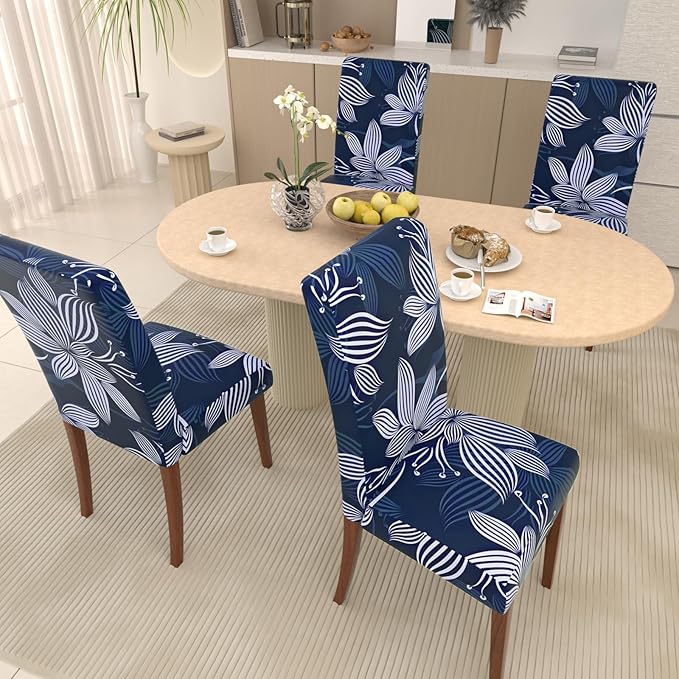 Stretch Dining Chair Covers Set of 2,Floral Print Chair Covers,Soft Removable Washable,Pet Friendly Furniture Protector,Universal Chair Slipcovers for Home, Kitchen,Ceremony Dining Room Seat
