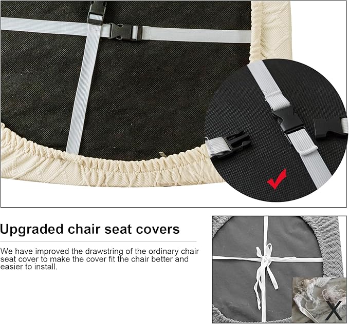 Genina Waterproof Seat Covers for Dining Room Chairs Covers Dining Chair Cover Kitchen Chair Covers (Beige, 4 Pcs)