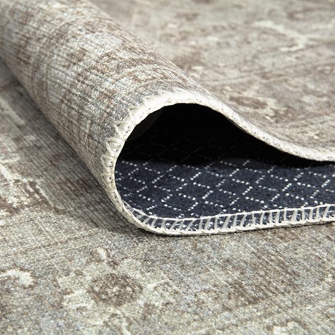 Bloom Rugs Washable Non-Slip 3' x 5' Rug - Beige/Gray Traditional Area Rug for Living Room, Bedroom, Dining Room, and Kitchen - Exact Size: 3' x 5'