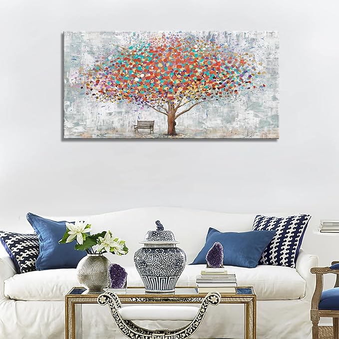 DZL Art H71175 Tree Wall Art Canvas Prints Wall Art Abstract Colorful Tree Painting Landscape Modern Artwork for Living Room Bedroom Office Home Wall Decoration Decor