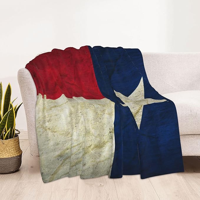 Texas Flag Throw Blanket Soft Plush Fleece Blankets Warm Cozy Lightweight Fuzzy Blanket for Bed Sofa Couch Home Decor 60"X50"