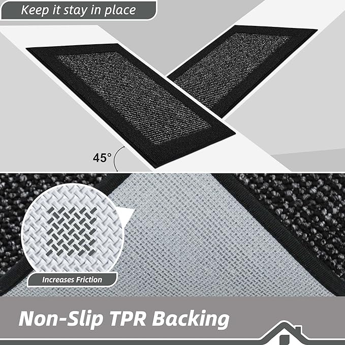 BEQHAUSE Indoor Door Mat 36" x 60", Dirt Trapper Door Mats Non-Slip Entryway Rugs Washable, Resist Dirt Absorbent Welcome Mat, Low Profile Floor Mats for Front Back Door and Entryway, Black